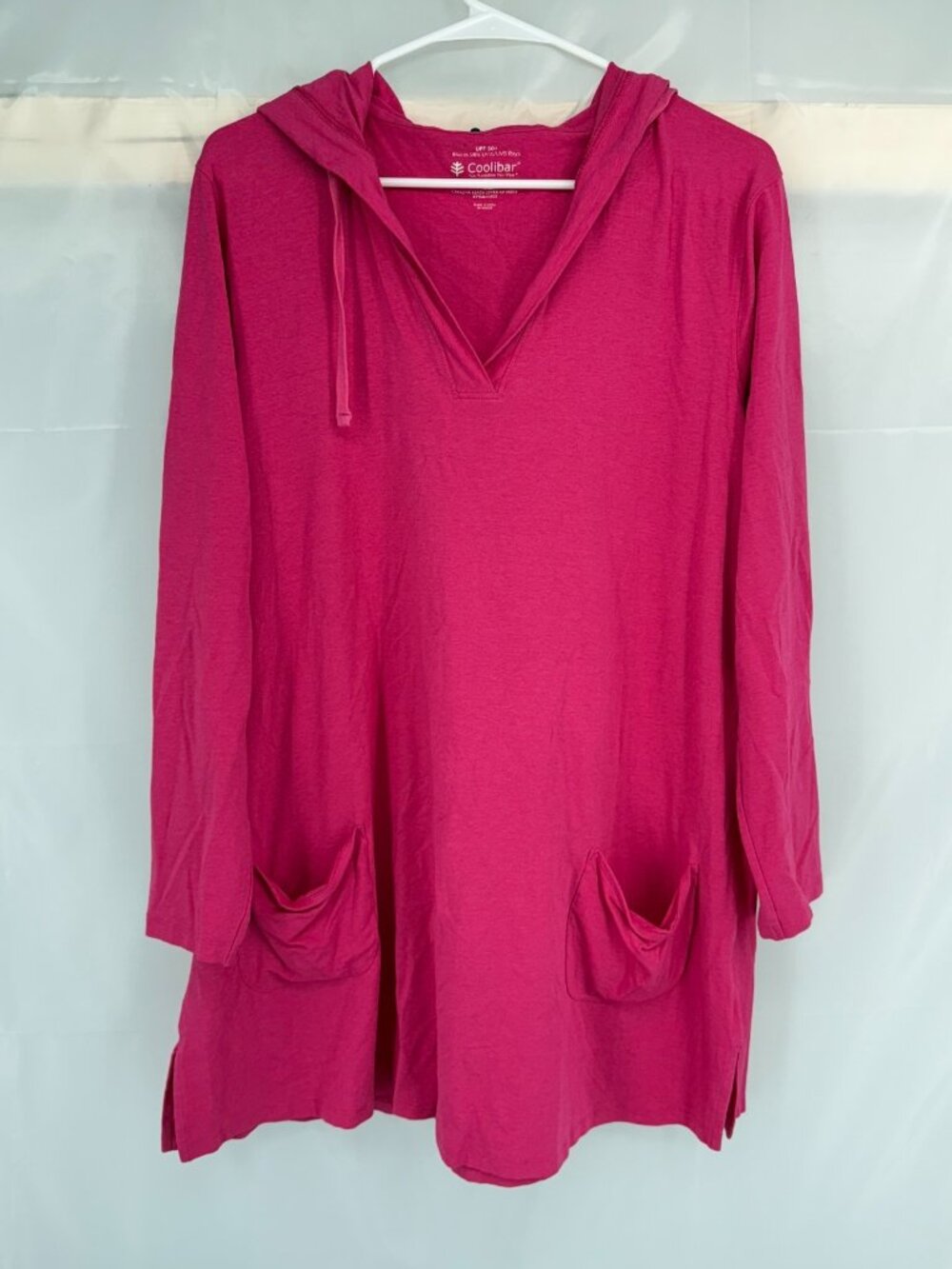 Coolibar Women XL Catalina Beach Cover Up Dress Pink Long Sleeve Sun Protection